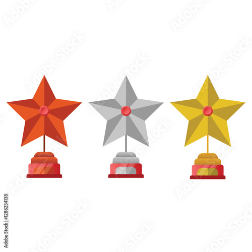 Star Trophy Collection For Champion Flat Vector Illustration Simple