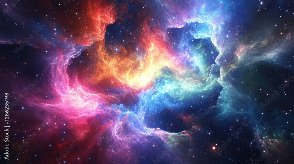 A deep-space corridor of swirling nebula plasma, glowing with vibrant electric colors A deep-space corridor of swirling nebula plasma, glowing with vibrant electric colors