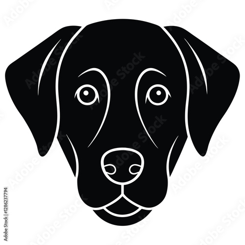 Stylized Labrador Retriever Dog Face Silhouette Icon photo