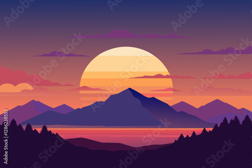 sunset over mountains