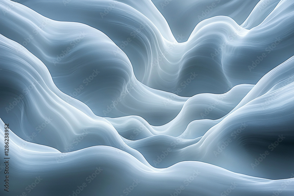 Abstract waves of soft blue and white flowing seamlessly, creating a serene and calming atmosphere