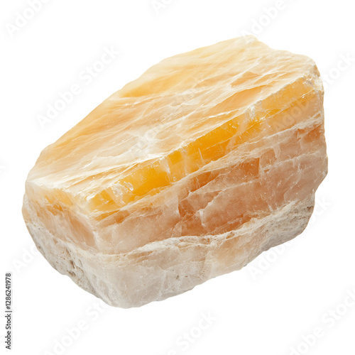 A Smooth Light Yellow Calcite Stone Isolated on Transparent Background