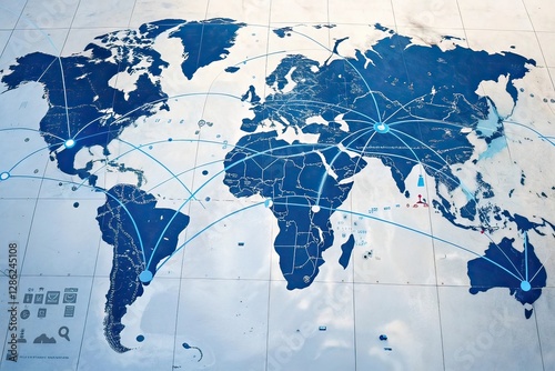 Obraz na płótnie Global Connectivity Map with Intercontinental Links