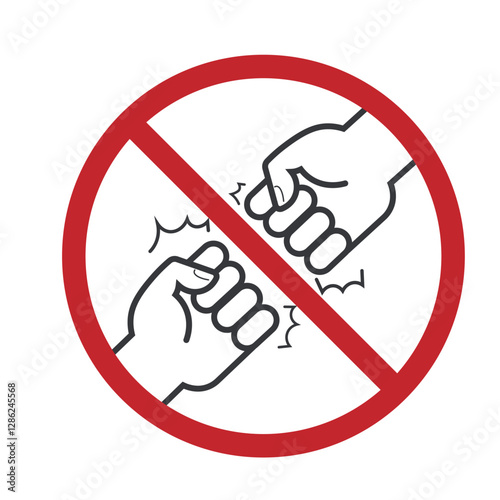 Isolated prohibition sign do not fight, boxing, with two hand impact punching