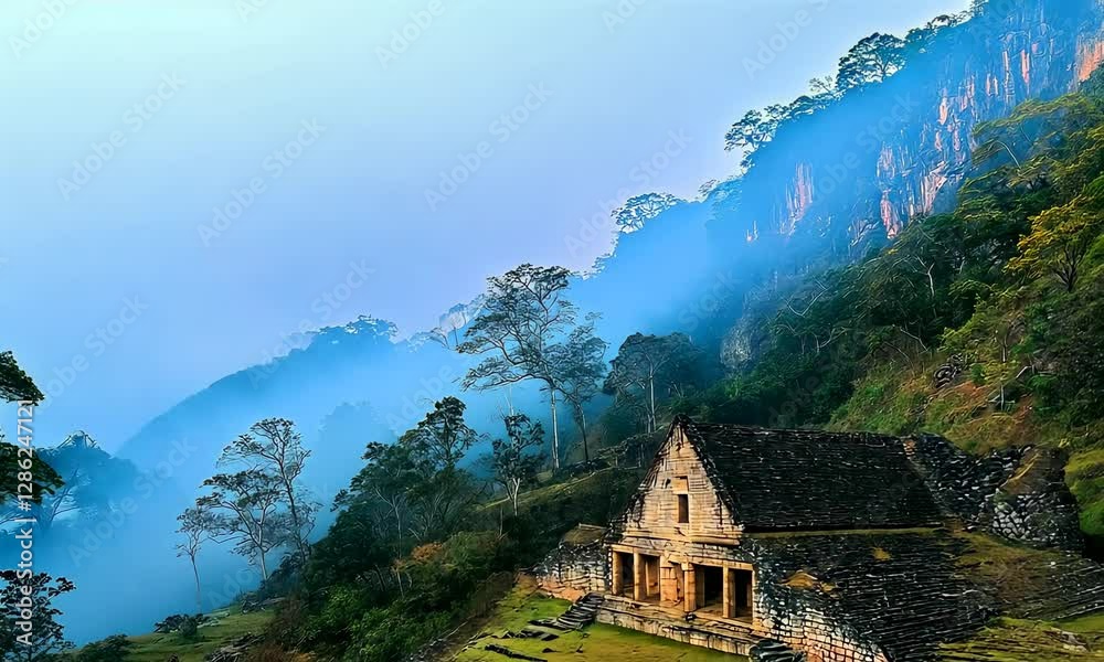Time-lapse, ancient asian temple in jungle Time-lapse, ancient asian temple in jungle