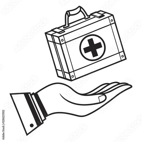 Vintage First-Aid Kit Held in a Giving Hand, Ai Generated