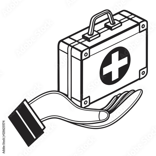 Vintage First-Aid Kit Held in a Giving Hand, Ai Generated