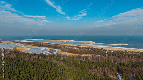 Plaża z drona w Mikoszewie, zatoka, cypel