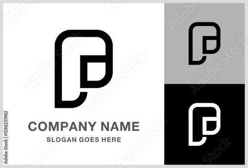 Monogram Letter P Geometric Square Business Company Stock Vector Logo Design Template
