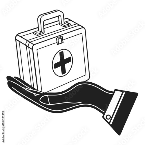 Vintage First-Aid Kit Held in a Giving Hand, AI Generated
