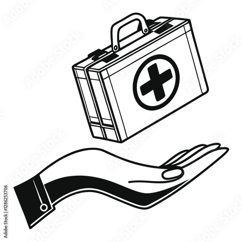 Vintage First-Aid Kit Held in a Giving Hand, AI Generated