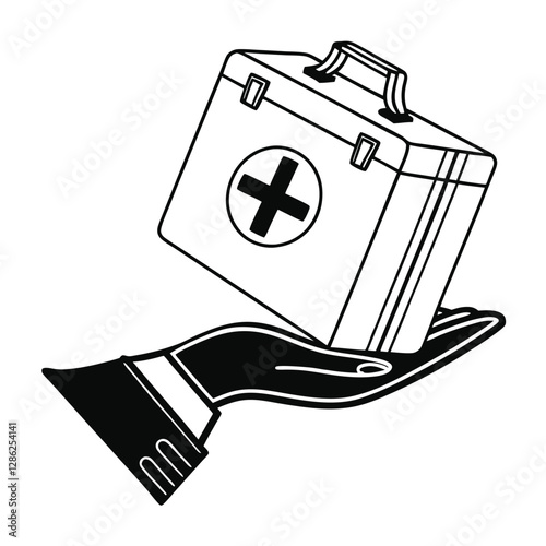 Vintage First-Aid Kit Held in a Giving Hand, AI Generated