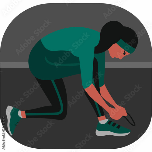 Woman tying running shoes before a workout