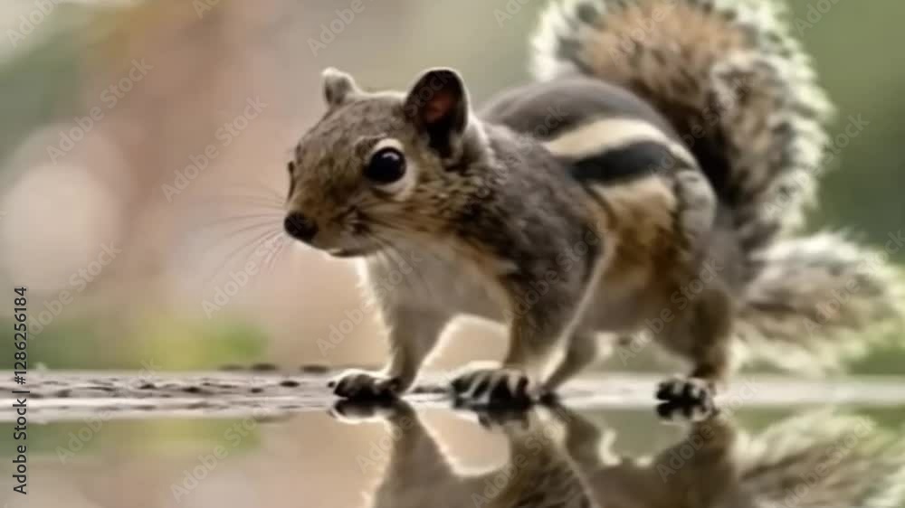 A Squirrel Confronts the Viewer, Showing a Moment of Wildlife Awareness and Natural Instincts in a Close-Up Shot A Squirrel Confronts the Viewer, Showing a Moment of Wildlife Awareness and Natural Instincts in a Close-Up Shot