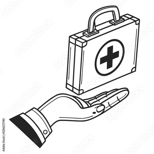 Vintage First-Aid Kit Held in a Giving Hand, AI Generated