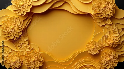 Wallpaper Mural Stunning background of golden paper art flowers arranged creatively for decorative purposes Torontodigital.ca