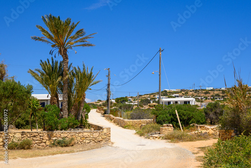 Coastal road of Ano Koufonisi island. Small Cyclades, Greece
