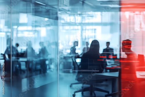 Abstract blur image of Business people walking at modern hallway with bokeh for background usage	