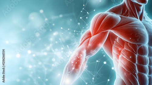 Wallpaper Mural An artistic representation of human muscles and anatomy, showcasing anatomical structures in a vibrant, digital style. Torontodigital.ca