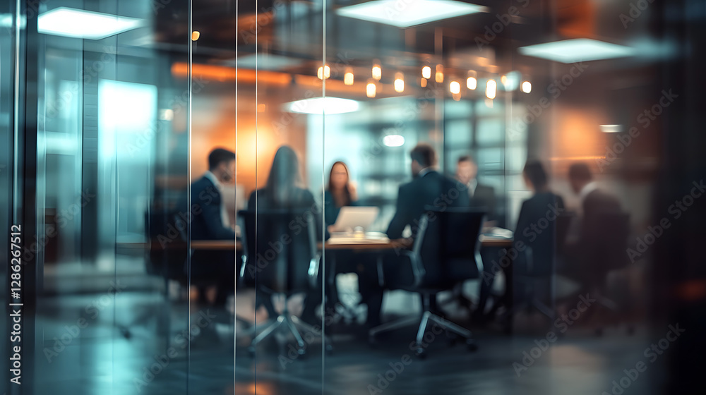 Abstract blur image of Business people walking at modern hallway with bokeh for background usage Abstract blur image of Business people walking at modern hallway with bokeh for background usage
