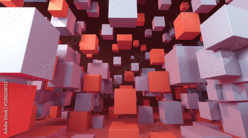 3D abstract cubes background with floating geometric blocks and futuristic perspective.