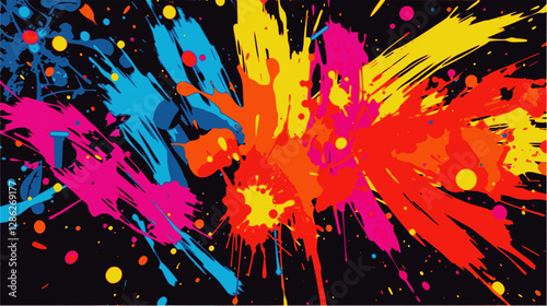 Colorful paint splash background with artistic expression and energetic abstract strokes.