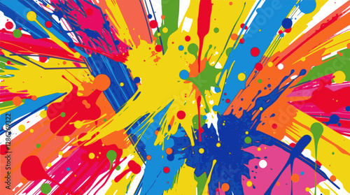 Colorful paint splash background with artistic expression and energetic abstract strokes.
