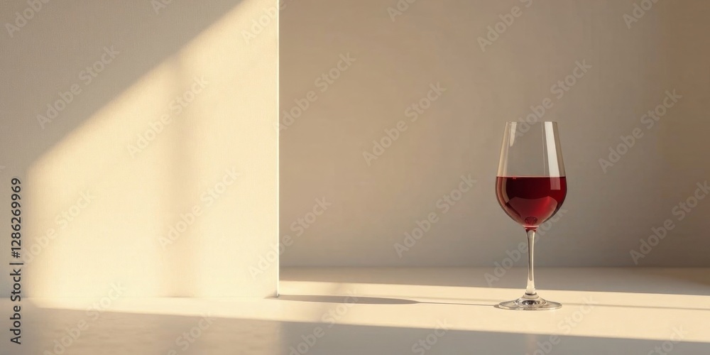 A single glass of red wine sits on a minimalist surface, bathed in the warm glow of sunlight streaming through an unseen window. A single glass of red wine sits on a minimalist surface, bathed in the warm glow of sunlight streaming through an unseen window.