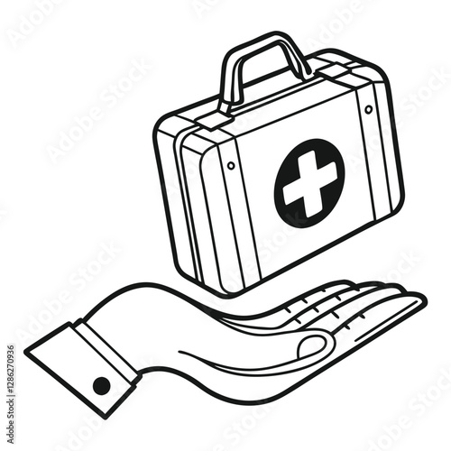 Vintage First-Aid Kit Held in a Giving Hand, AI Generated