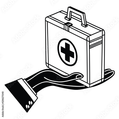 Vintage First-Aid Kit Held in a Giving Hand, AI Generated