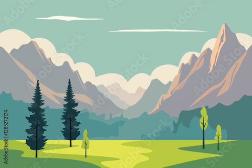 Landscape concept.. Colored flat vector illustration isolated