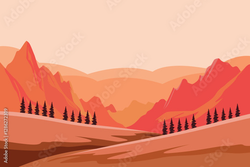 Landscape concept.. Colored flat vector illustration isolated