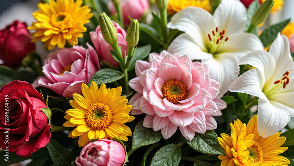 Vibrant Flower Bouquet Background: Perfect for Mother's Day Marketing, Greeting Cards, and Floral Promotions Vibrant Flower Bouquet Background: Perfect for Mother's Day Marketing, Greeting Cards, and Floral Promotions