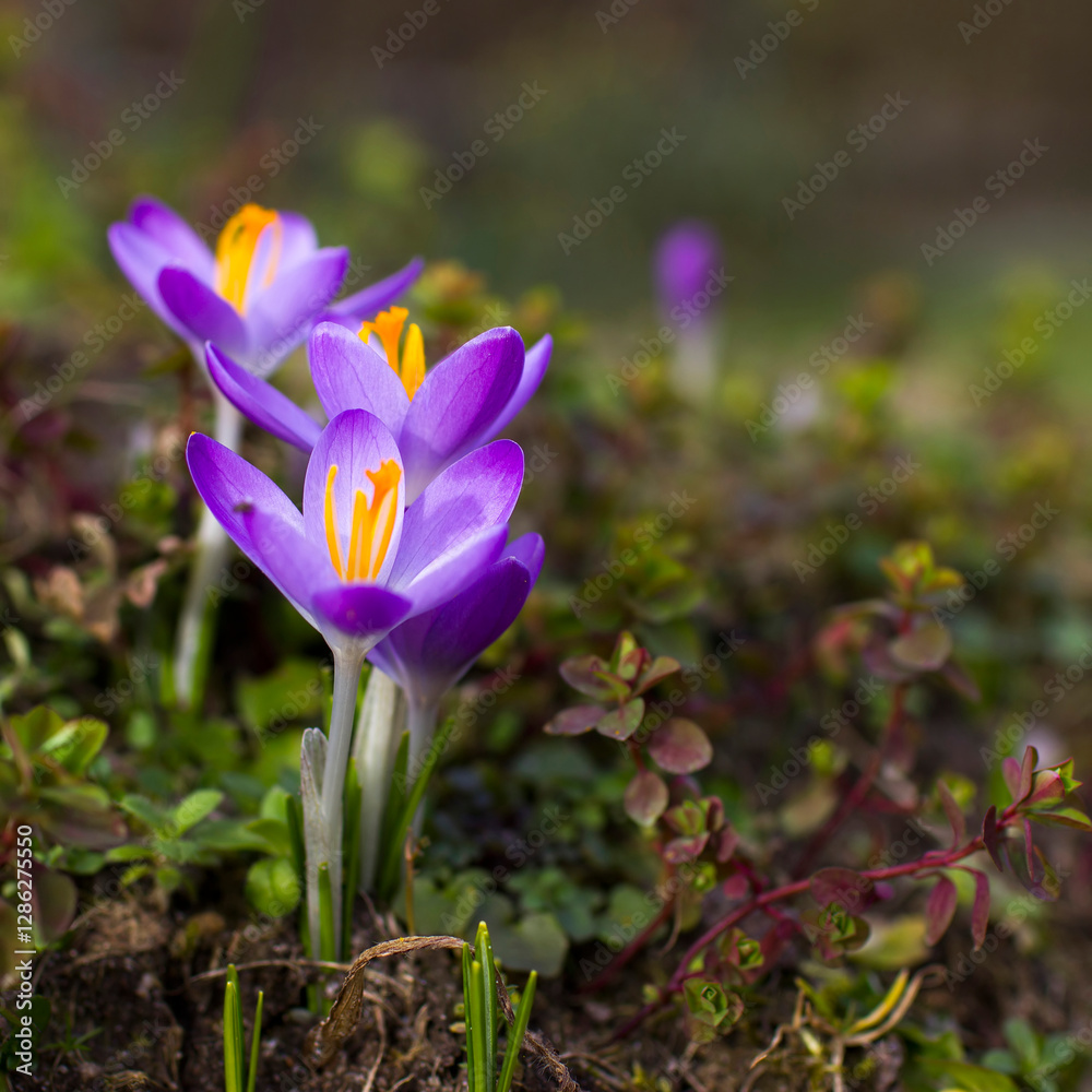 crocus flowers in the garden - spring flowers