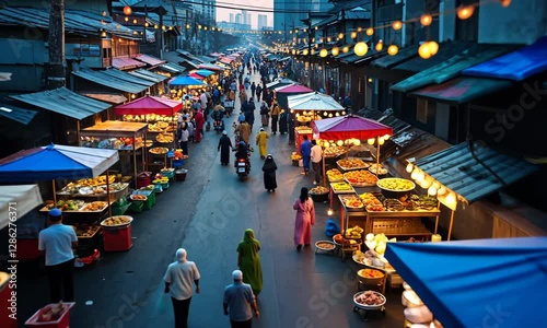 Wallpaper Mural Night Market Street Food Scene Vibrant Asian Food Stalls Torontodigital.ca