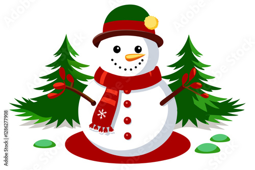 snowman with christmas tree
