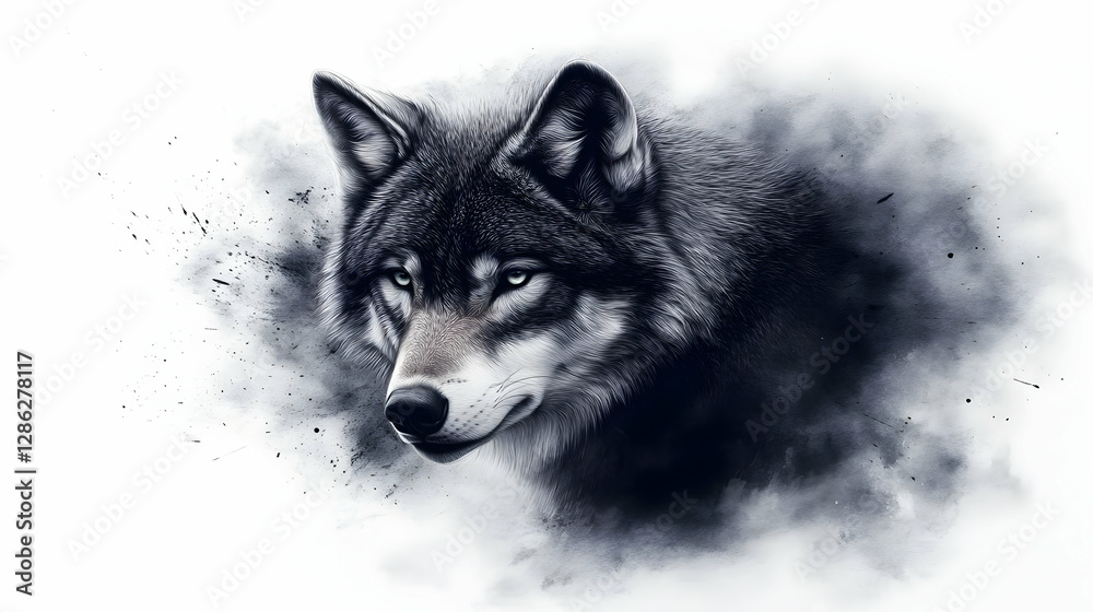 A majestic wolf emerges from mist, showcasing its powerful build and striking gaze, symbolizing strength and wilderness. A majestic wolf emerges from mist, showcasing its powerful build and striking gaze, symbolizing strength and wilderness.