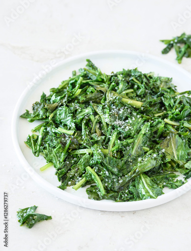Sauteed Kale Served with Sesame Seeds