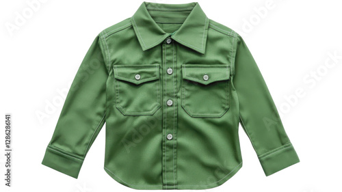 Obraz na płótnie Stylish green long-sleeve shirt for kids perfect for casual wear and outdoor activities during spring and summer seasons w salonie