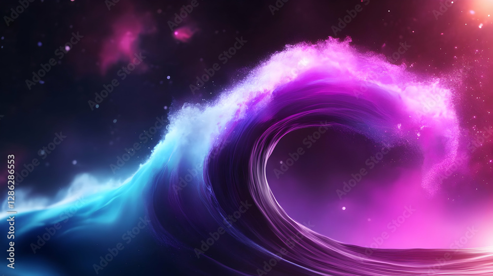 Obraz premium A stunning cosmic wave with vibrant colors of blue and purple, representing the beauty of nature and space.