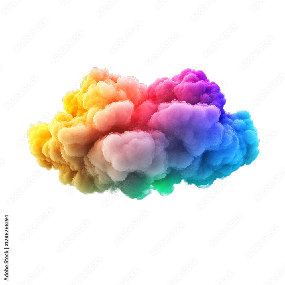 Fototapeta premium Colorful rainbow cloud with vivid hues of red, blue, green, and yellow