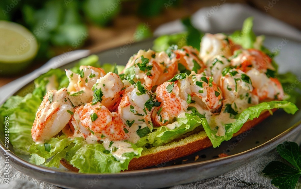 Floating buttery lobster rolls with crisp lettuce and creamy dressing St Patrick Day Floating buttery lobster rolls with crisp lettuce and creamy dressing St Patrick Day