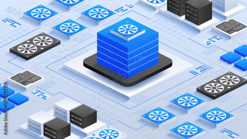 Modern Smart Data Facility featuring advanced servers and optimized cooling solutions, showcasing innovation in digital architecture and reliable data management.