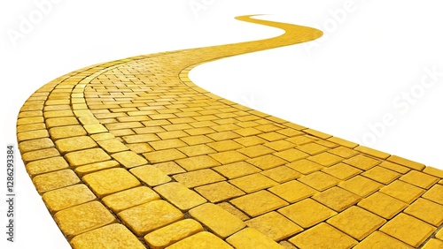 A yellow brick road with a yellow brick archway