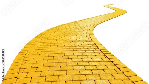 A yellow brick road with a yellow brick archway