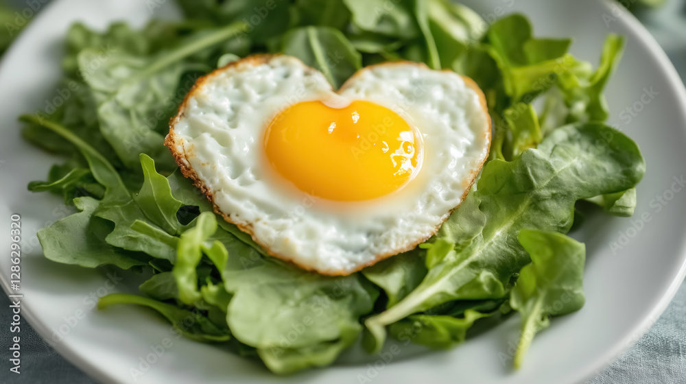 A perfectly fried egg in the shape of a heart A perfectly fried egg in the shape of a heart