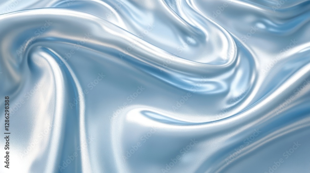 Obraz premium A close-up view of a glossy blue fabric showcasing its silky, smooth texture and vibrant color, highlighting its luxurious appeal.