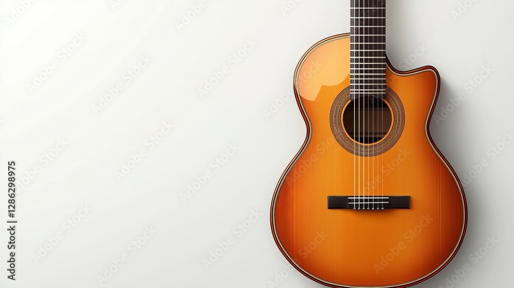 Obraz premium Acoustic guitar on simple background.