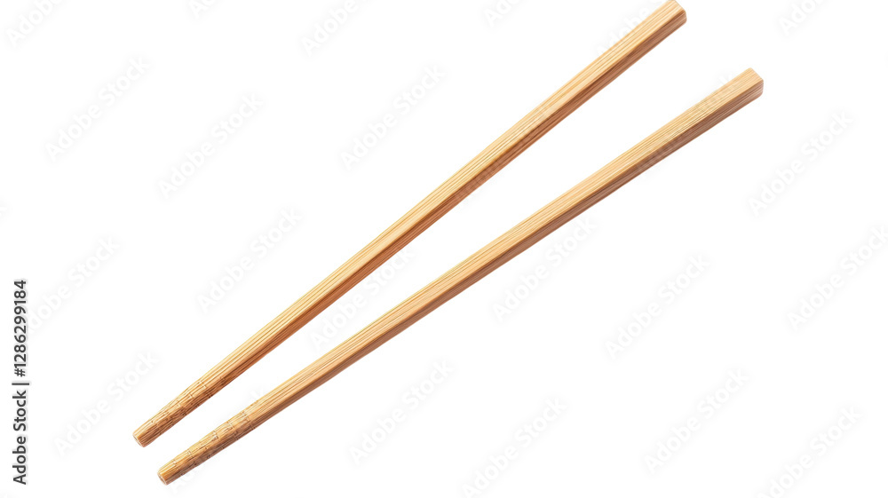 Simple bamboo chopsticks placed on a white surface ready for use at a dining table Simple bamboo chopsticks placed on a white surface ready for use at a dining table