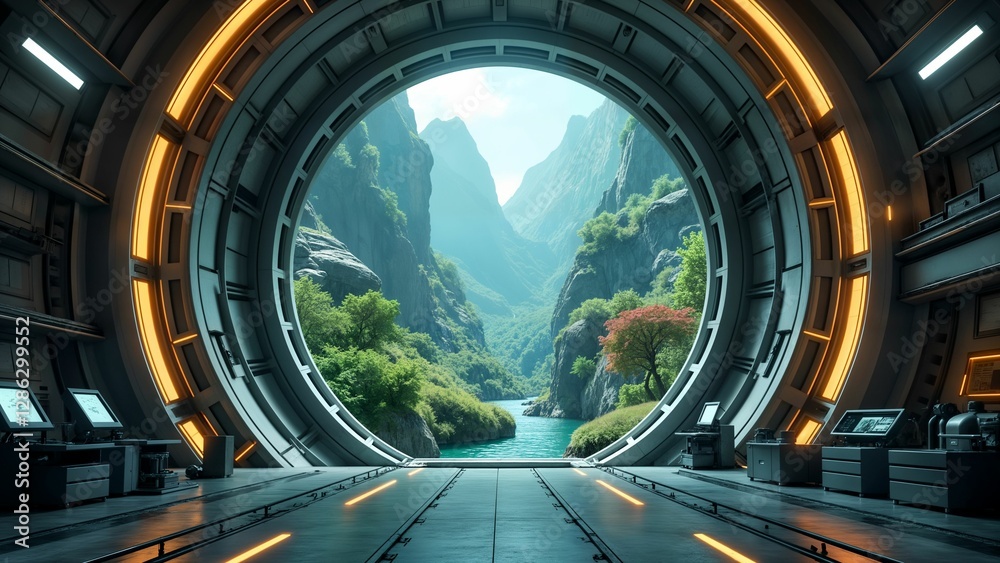 Obraz premium Holographic Portal to an Alien World